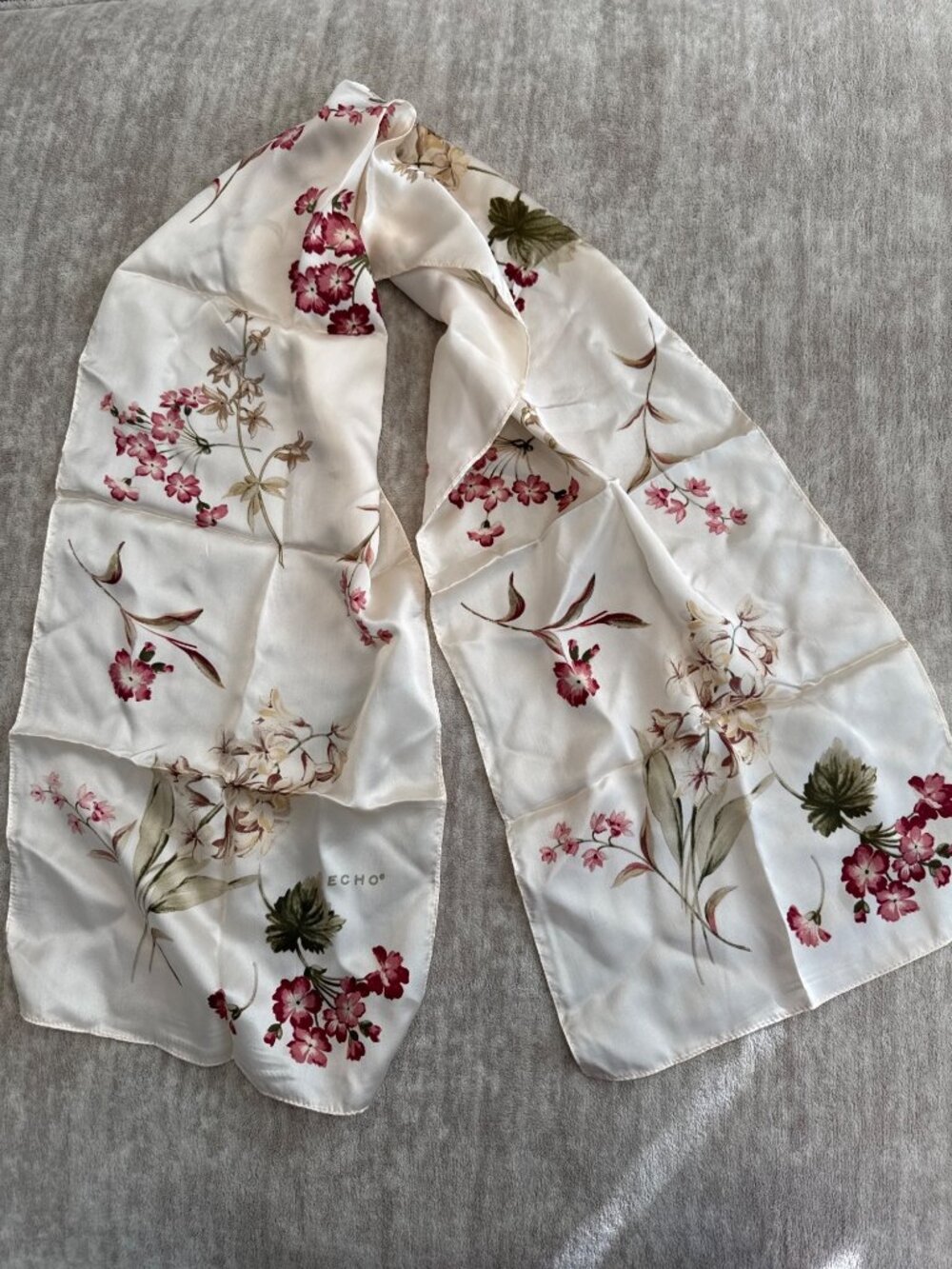 Vintage Echo Silk Scarf Floral Cream Spring Print